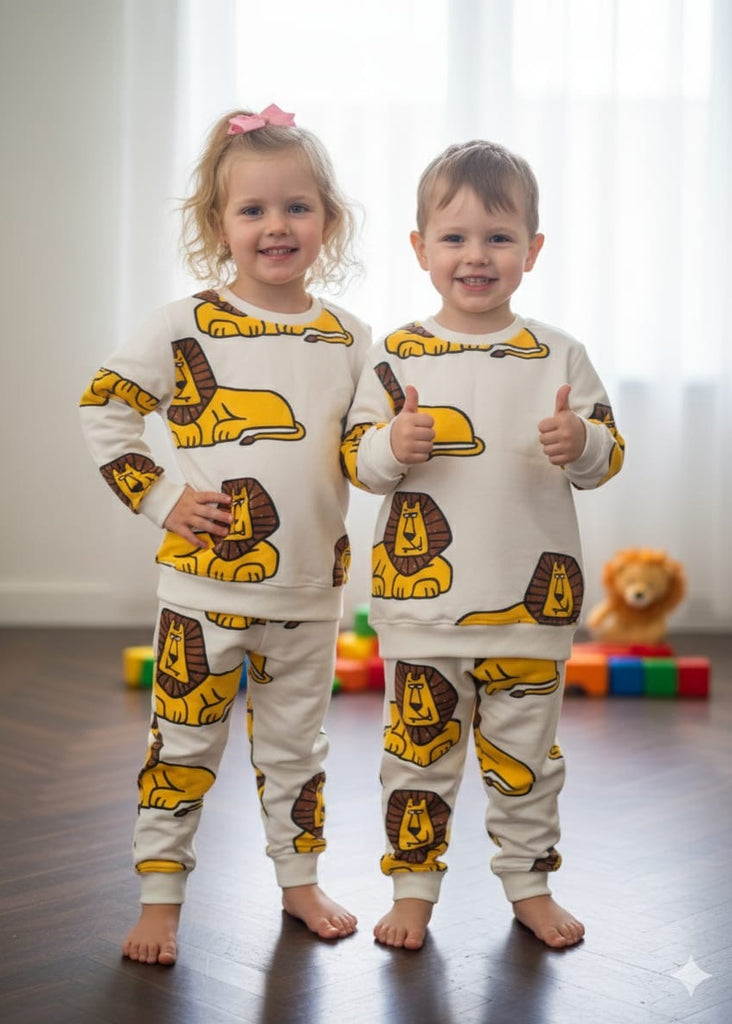 Fleece White with Yellow lion  Track suit