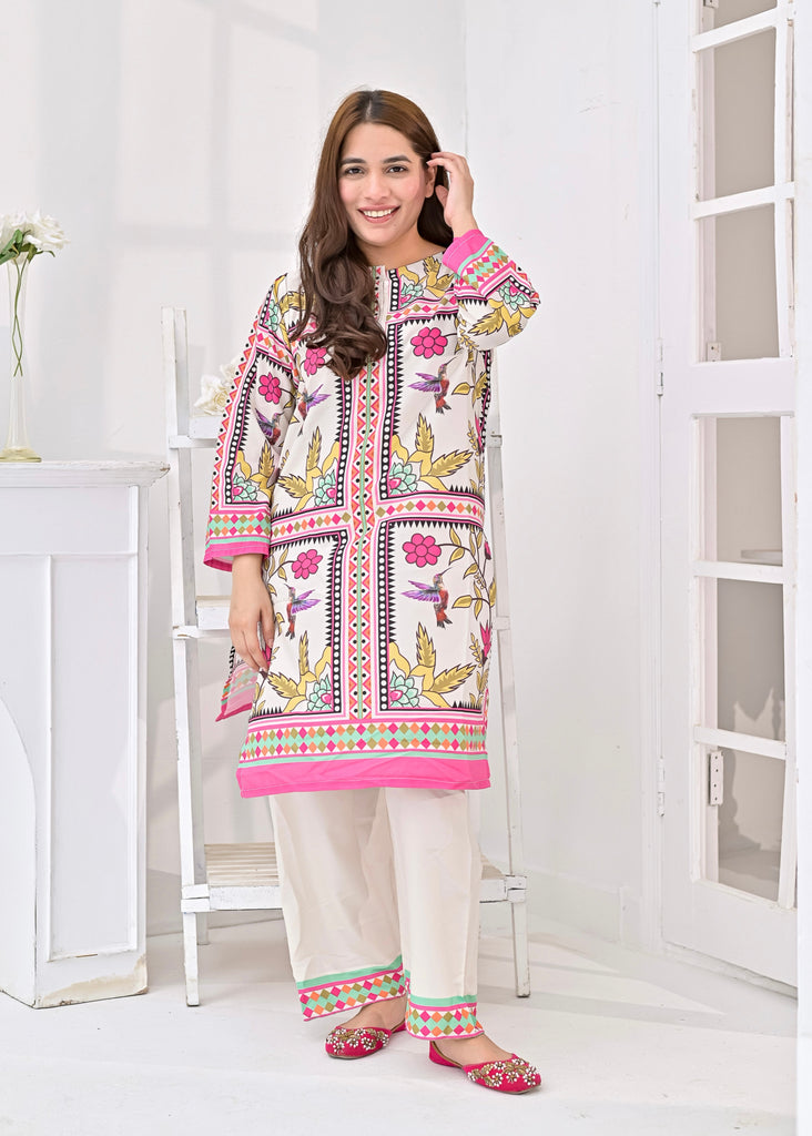 wiss Fabric 2-Piece Suit – Vibrant Bird & Floral Print
