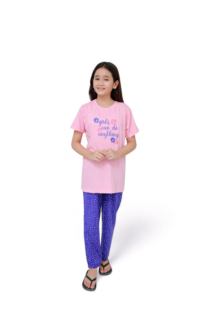 Girls can do any thing Light pink Night Suit