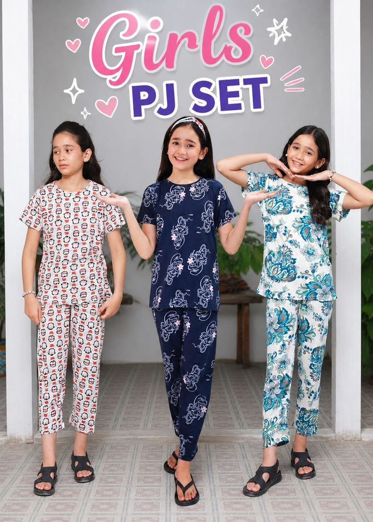 Pack of Three Girls PJ set ( Any Three random Suits from our choice )