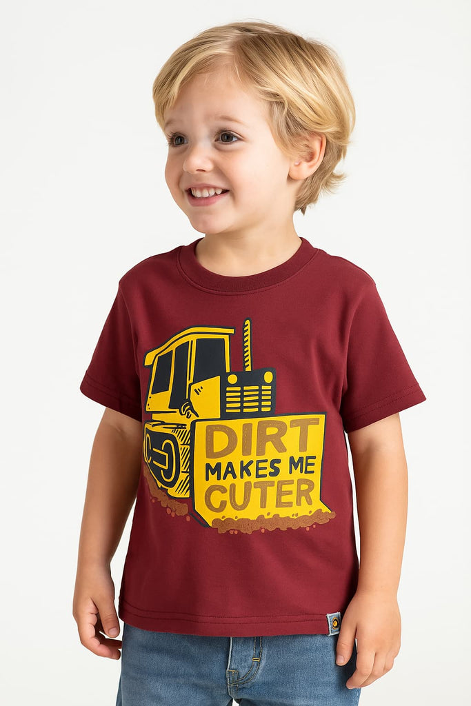 Illustrated T-Shirt For Baby Boy - Mahroon