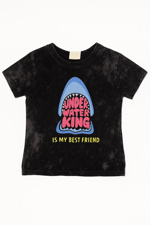 "Black Shark Bite Print Adventure T-Shirt (Imported Material)