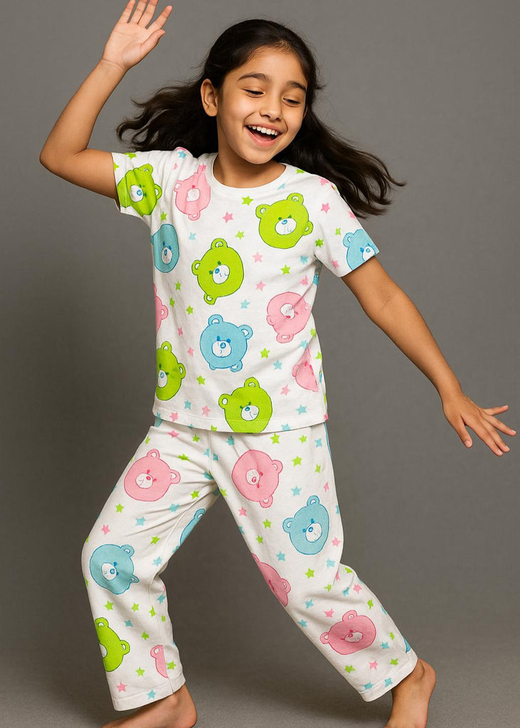 Colorful Bear Hugs – Multicolor Nightwear for Happy Girls