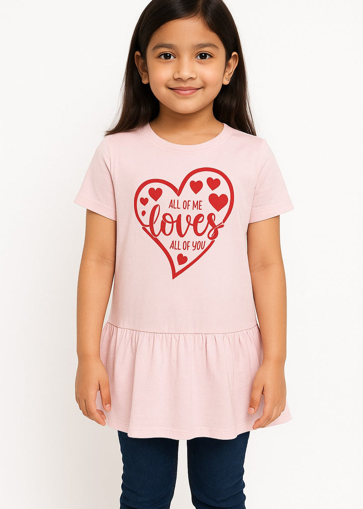 Pink Peplum Style Love Frock for Girls