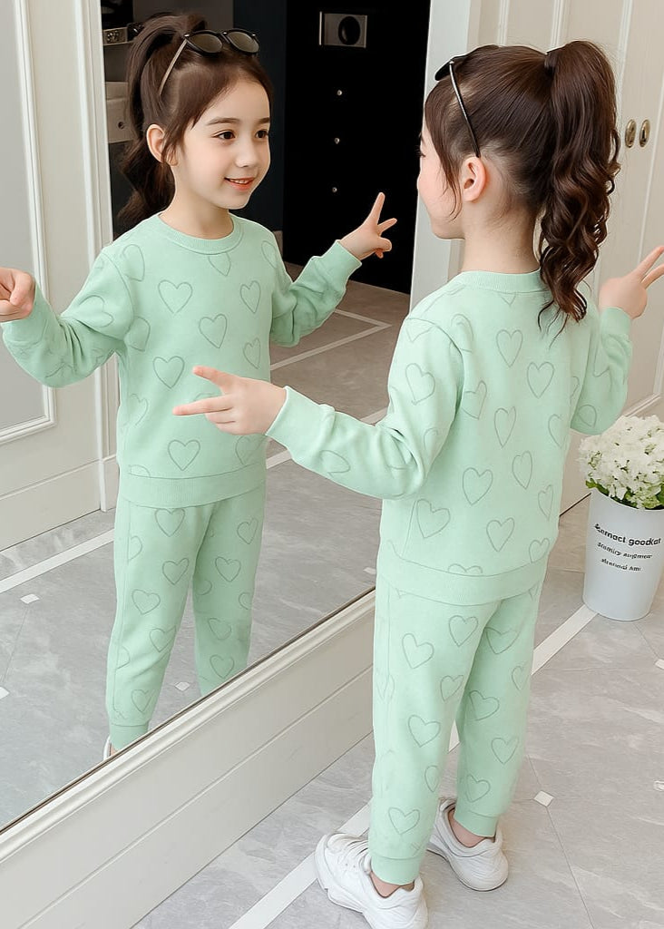 light Green heart Track suit