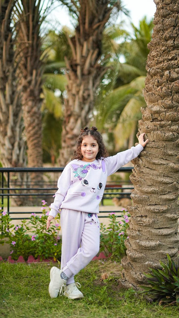 PREMUM iMPORTED  PURPLE CAT FLEECE TRACKSUIT