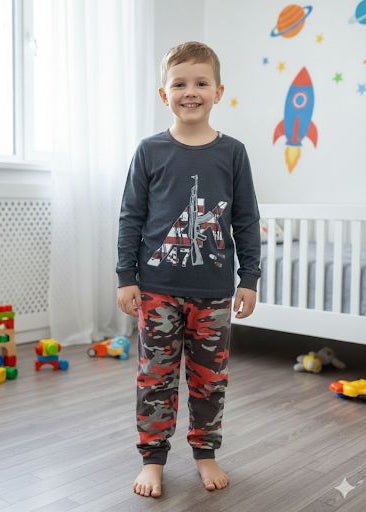 BOY  AK47 RED  FULL SLEEVES PJ SET