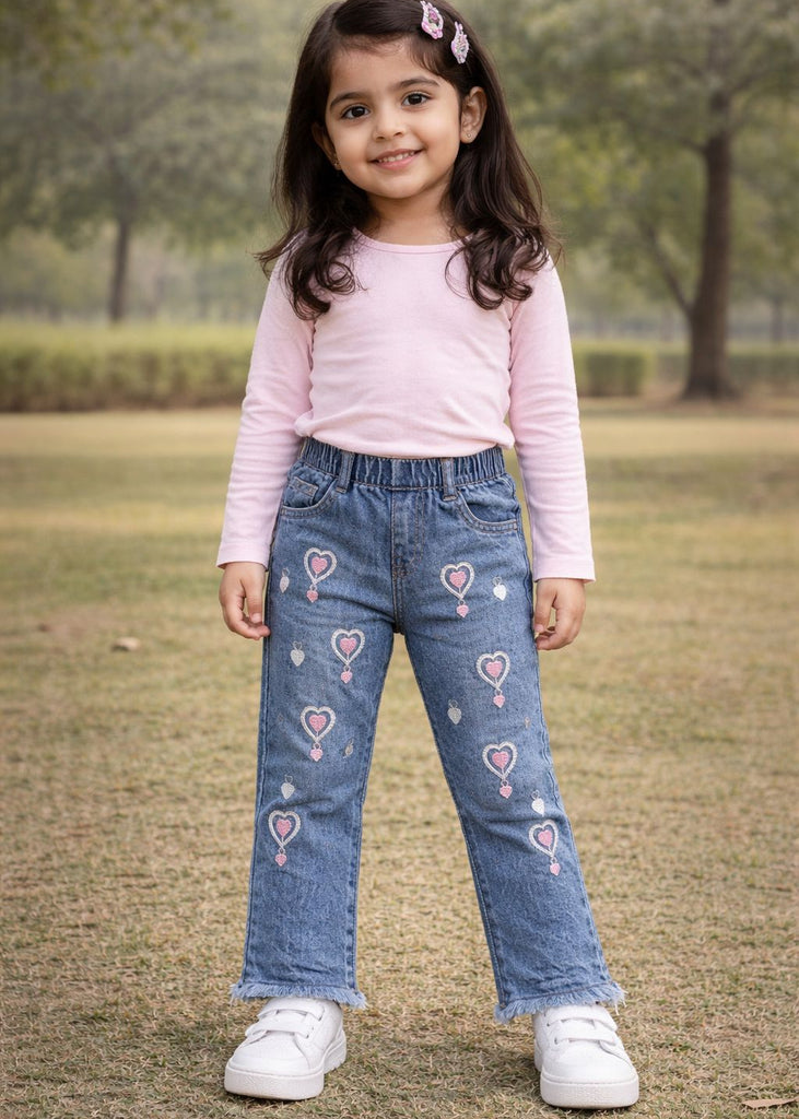 WS Blue  Heart  Denim Jeans