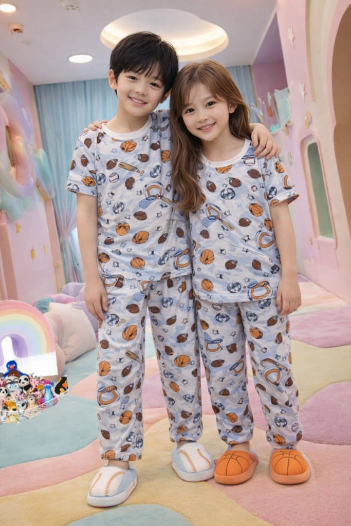 Graphical white design  Nightwear Set – Soft Cotton