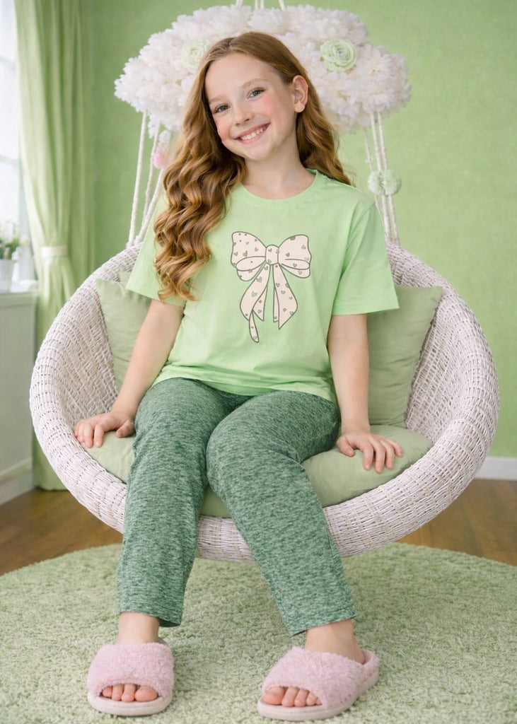 Light Green  Bow Pj Set