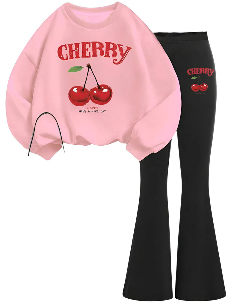 PREMUM iMPORTED CHERRY WIDE LEG FLEECE TRACKSUIT