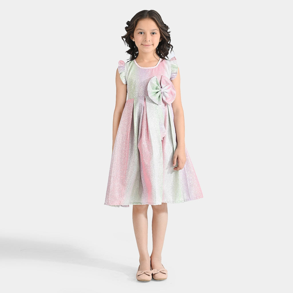 Girls Moonlight Fancy Frock Rainbow Pleated - Multi